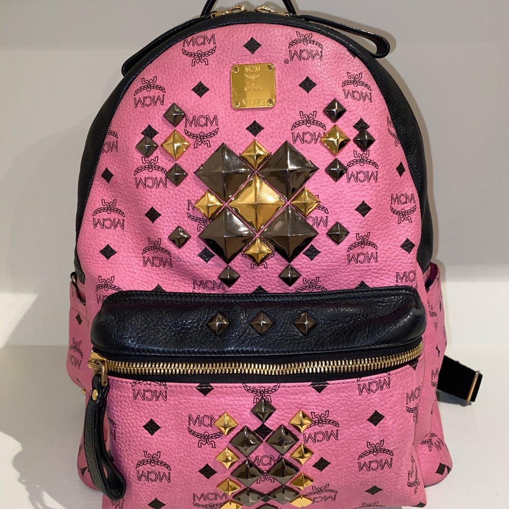 Pink studded MCM Backpack-Large